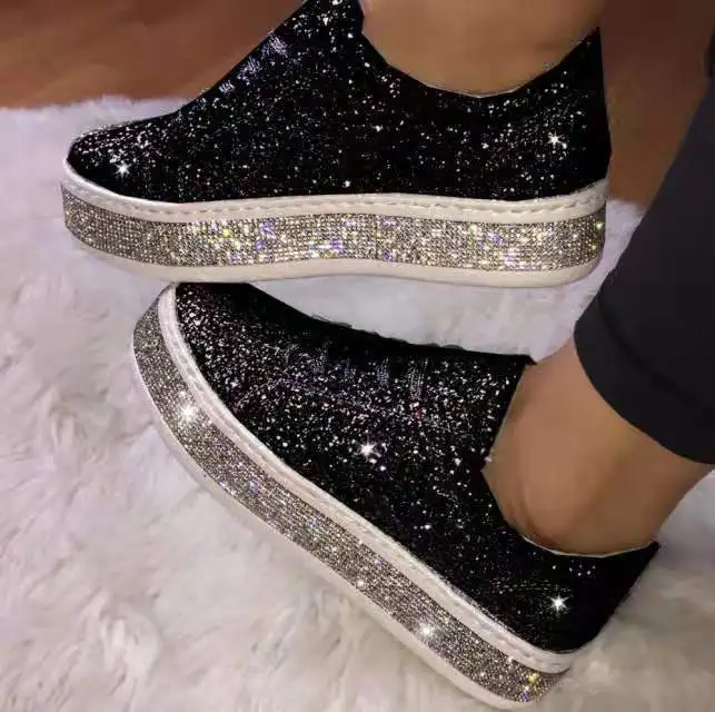 

Hot sale comfortable fashion popular sequined sneakers casual womens platform shoes, As picture