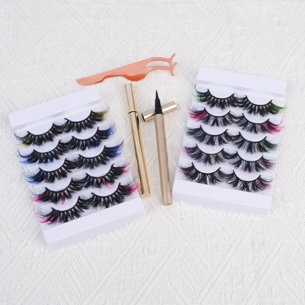 

Handmade Cotton Thick Band Eye Lashesh Set Vegan 100% Real False Eyelashes 3D Wholesale Vendor 25Mm Mink Eyelash Custom Lashes, Colors