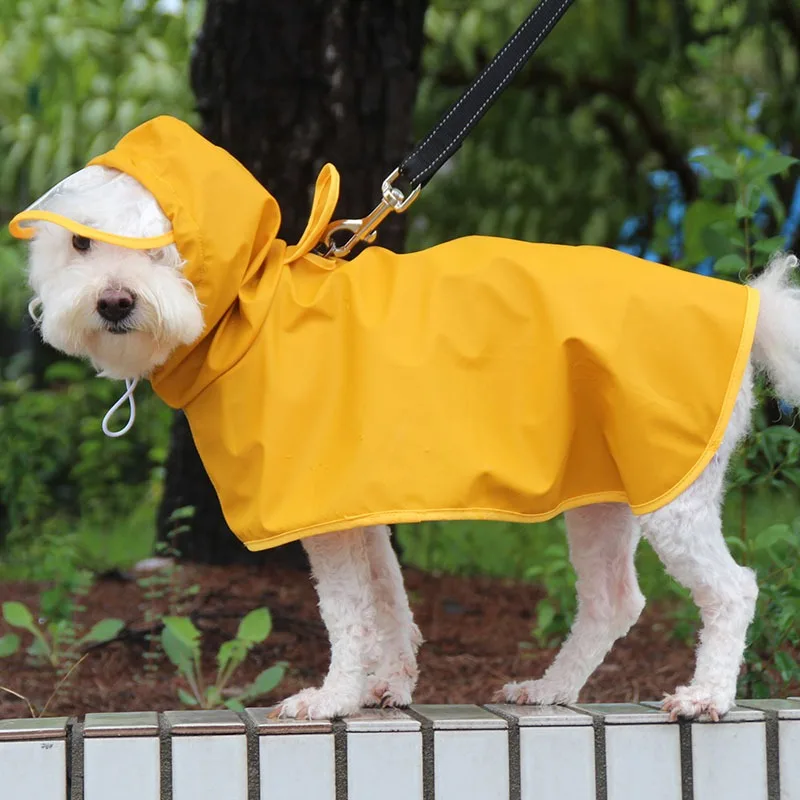 

Hot Sale PU Pet Clothes Hooded Pet Poncho Belly Protector Waterproof Dog Raincoat, As shown in details