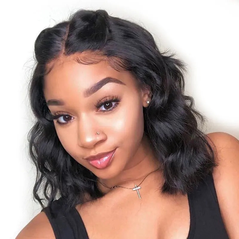

Celebrity 13X4 Lace Front Wig Short Bob Human Hair Wigs Pre Plucked Cuticle Aligned Mink Brazilian Hair Lace Frontal Wigs, Natural color lace wig