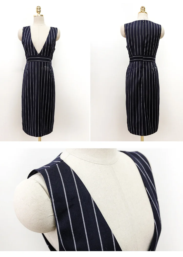 Wholesale 2 Pieces Navy Striped Fashion Women Formal Business Suit Design Ladies Office Skirt Suits