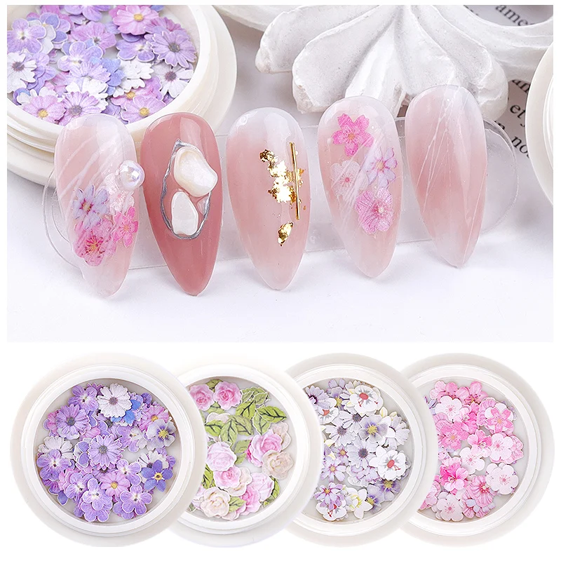 

1Box Ultrathin Nail Art Sequins Paillettes Romantic Rose Daisy Flowers Designs Wood Pulp Flakes Slices DIY Manicure Accessories