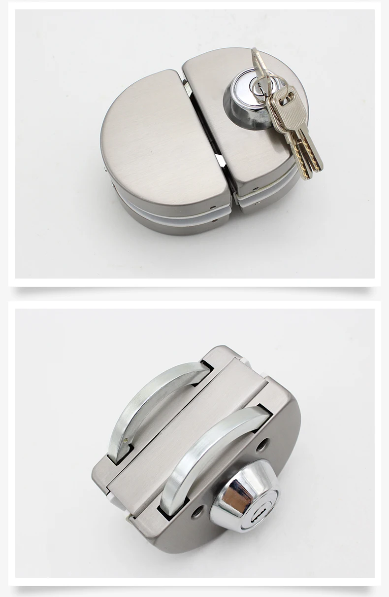 双门不锈钢钢化玻璃半圆框架玻璃门锁