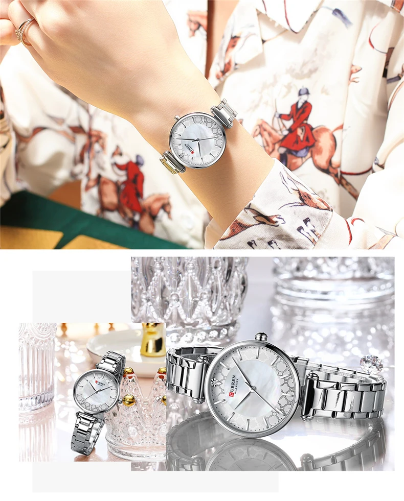 Watches for Women Luxury Brand CURREN 9072 Elegant Thin Quartz Wristwatch with Stainless Steel Simple Female Clock