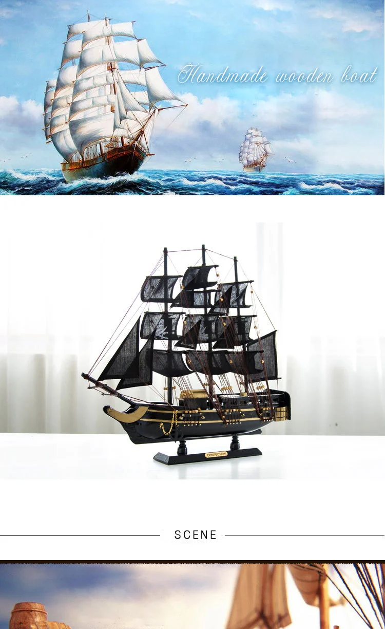 Conftion 木制海盗船模型航海黑色帆船高船 Buy 便宜的木制模型船 木制模型高大船 古董家居装饰product On Alibaba Com