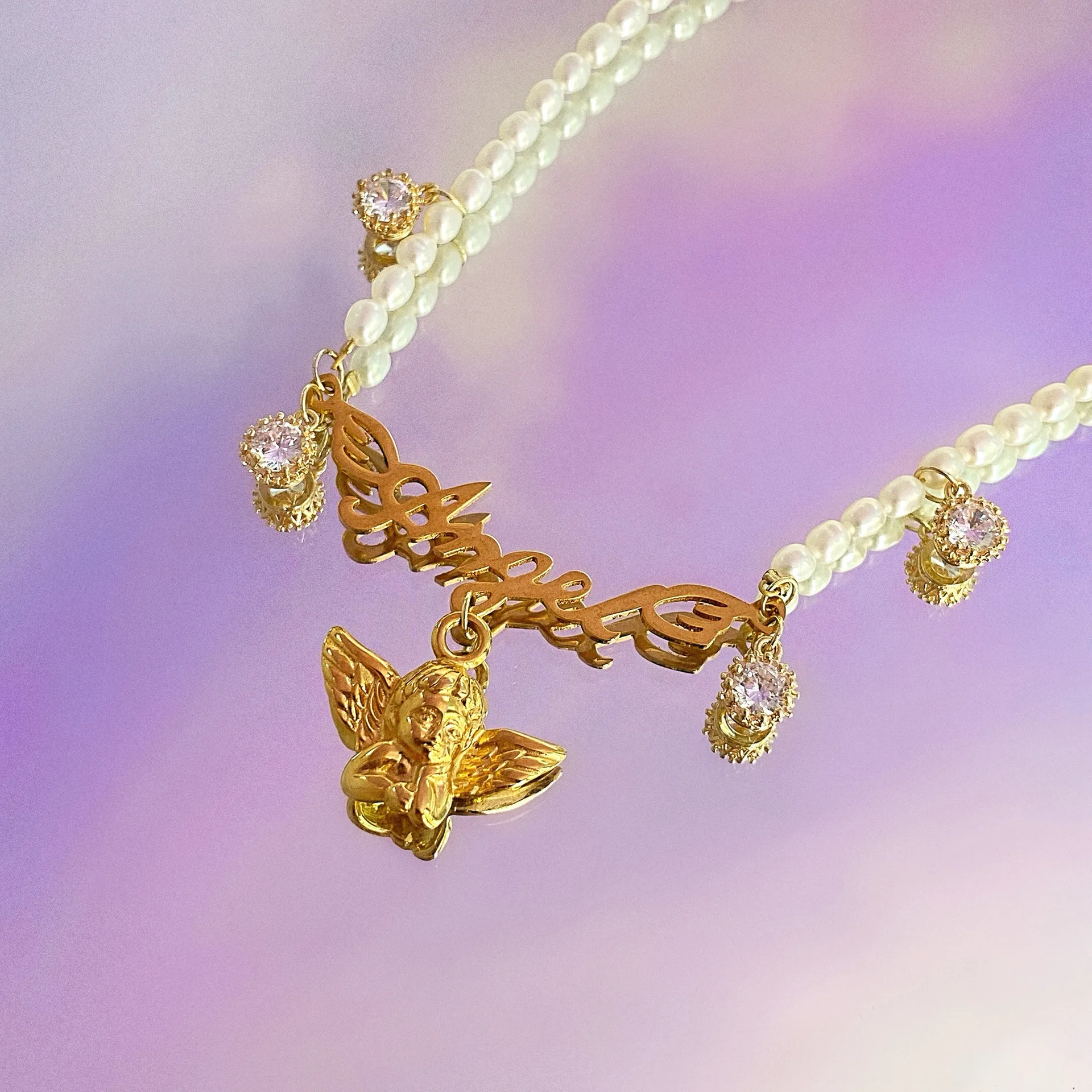 

2022 new style angel pearl jewelry natural freshwater multi layered pearl necklace for women