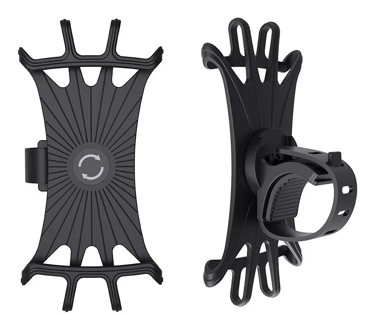 

360 Degree Adjustable Phone Holder Silicone Band for Motorcycle Bike GPS Phone Stand Mount Universal Bicycle Holder, Black