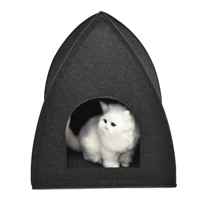 

Pet furniture washable Eco-friendly 100% polyester Smart Bed Plush House pet felt cat cave, Light grey, black or customized
