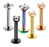 316L Surgical Steel 16G Fashion Cubic Zircon Prong Set Labret Piercing Studs