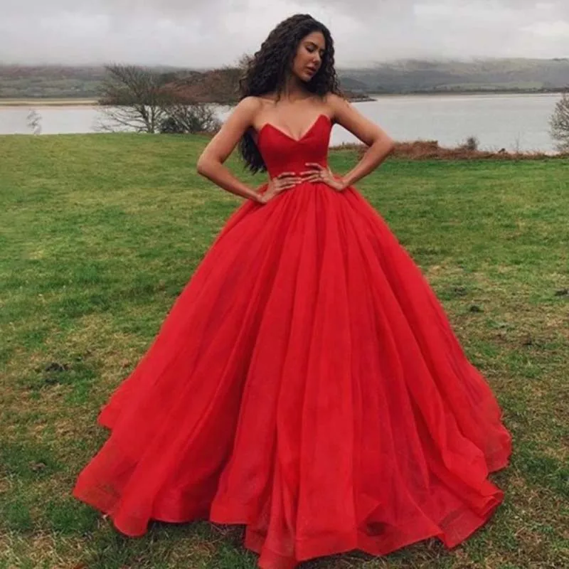 

High Quality Ball Gowns Long Red Wedding and Evening Dress, Custom made