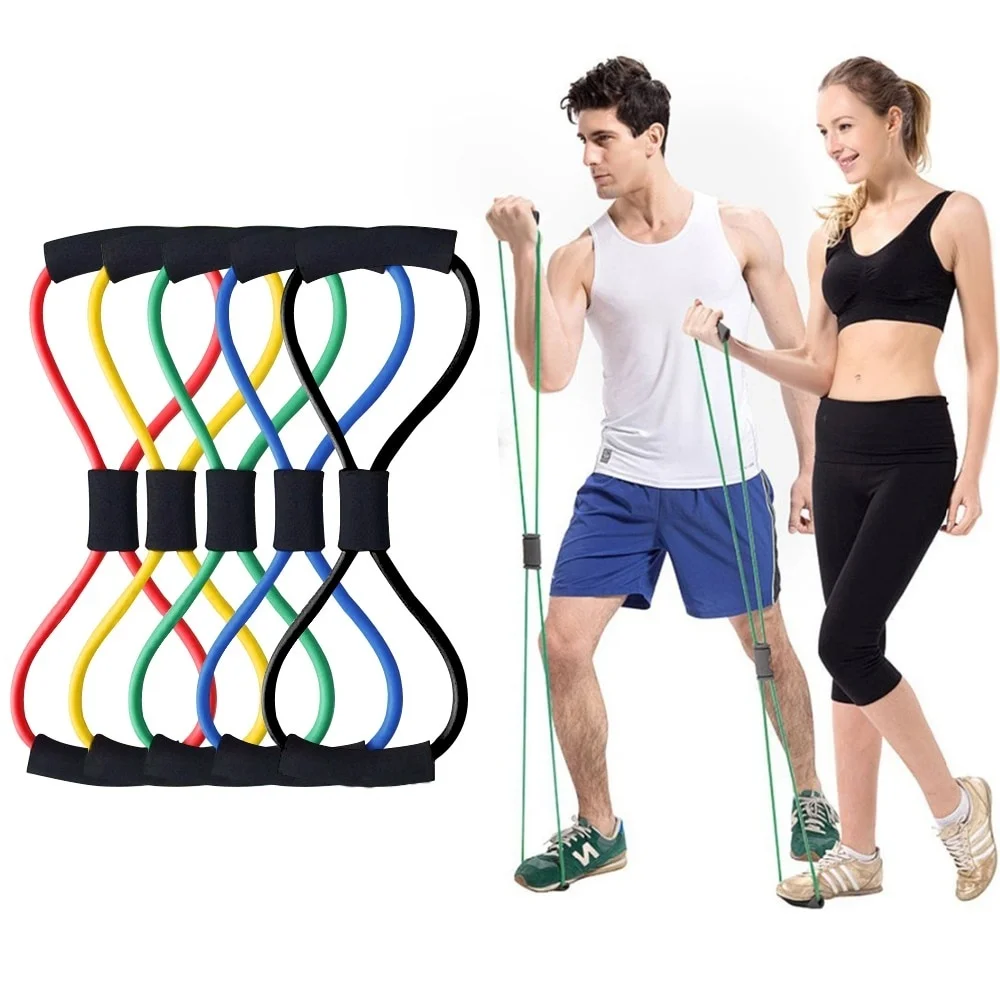 

Yoga Gym Fitness Resistance Bands 8 Word Chest Expander Rope Rubber Elastic Bands Workout Exercise for Men/Women