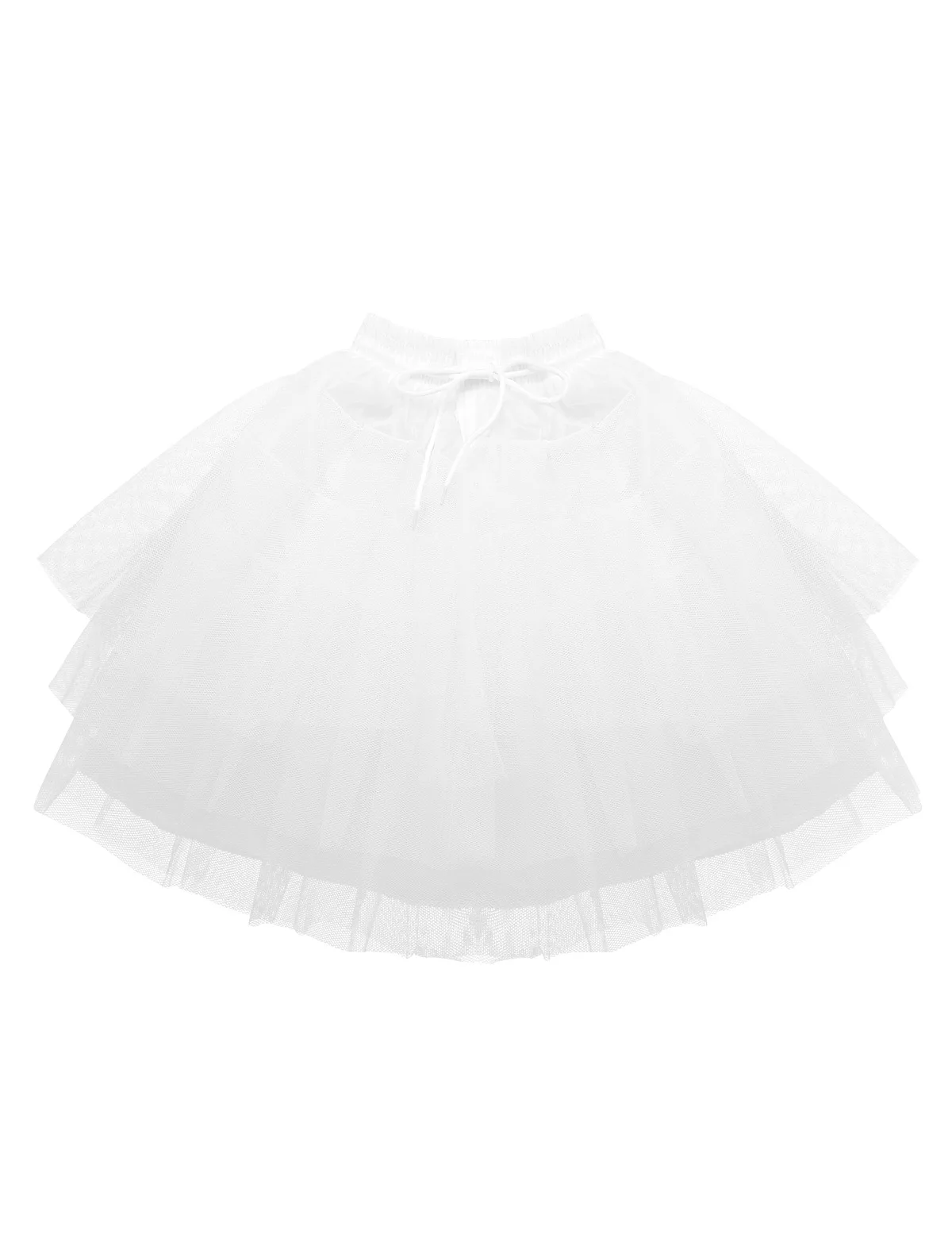 Kids White Mini 3 Layers Wedding Flower Girl Petticoat/Underskirt/Crinoline Slips 