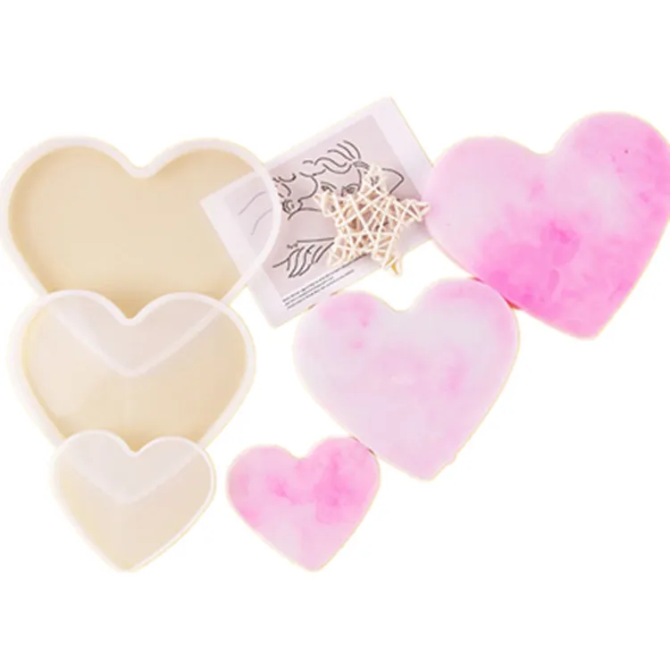 

1716 diy mirror drop glue coaster tray resin mold size round rectangle heart-shaped table silicone mold, White transparent