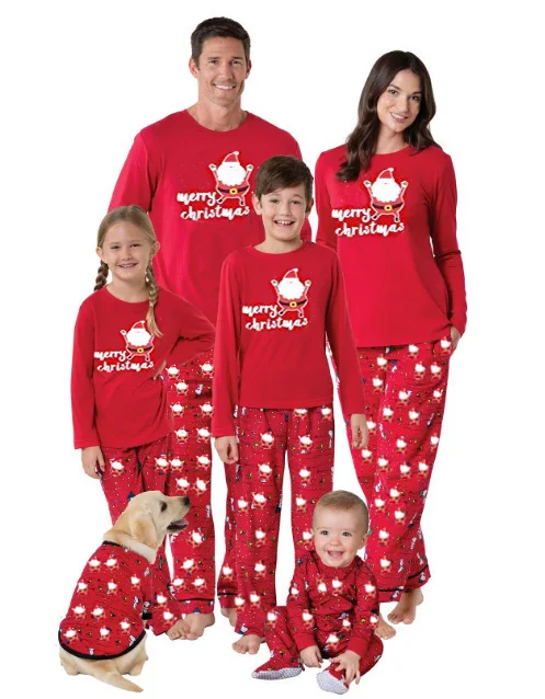 

European And American Christmas Red Parent-Child Printing Home Clothes Pajamas Two-Piece Set Family Outfits Matching