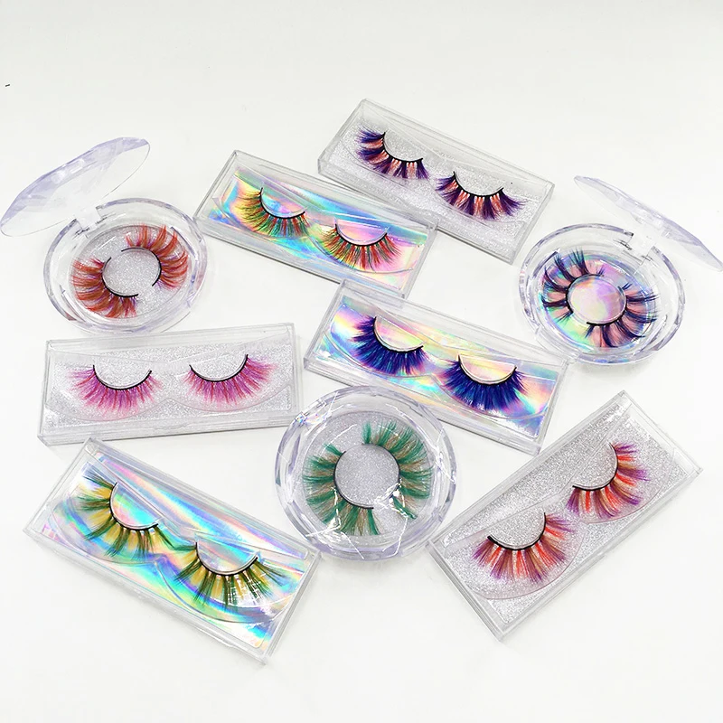 

Oem Hand Made Full Strip Lashes whispy faux coloured false eyelashes custom packaging women eyelashes