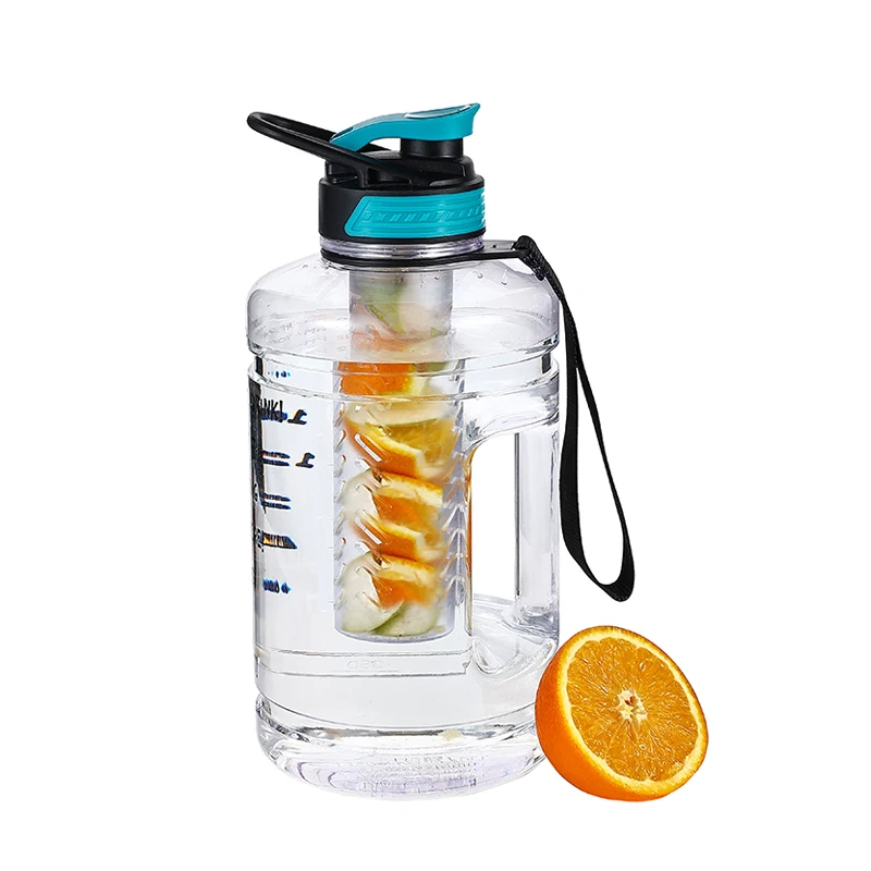 

Half Gallon Large Sports Water Bottles Hydration Gallon Jug With Motivational Time Marker Reminder With Fruit Infuser, Customized color plastic sports water bottle