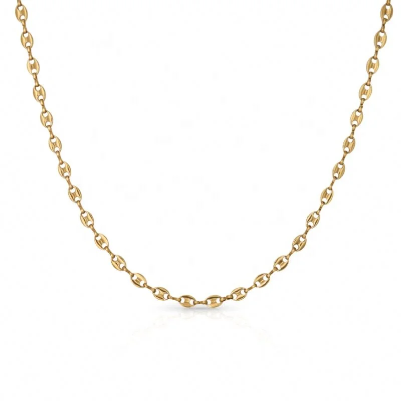 

Chris April fashion jewelry in stock PVD gold plated 316L stainless steel Bicycle chain necklace for women, Yellow gold