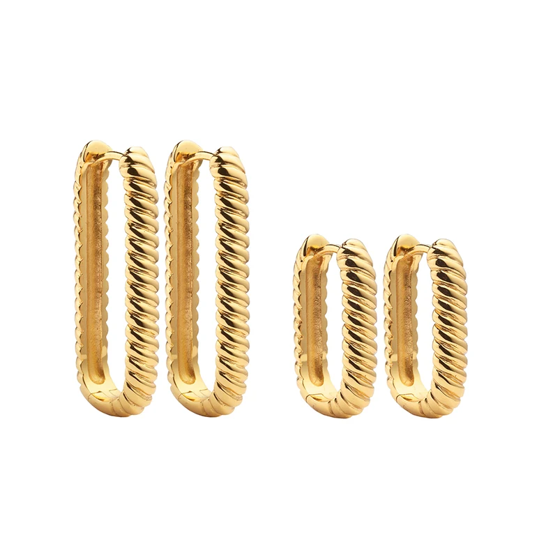 

Gemnel fine jewelry gold huggie 925 silver twist hoop earring set