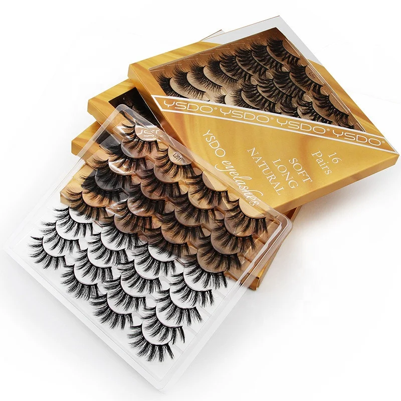 

16 Pairs Dramatic 3D Faux Mink Lash Natural False Eyelashes Thick Soft Eye Makeup Fake Lashes Reusable Cilios