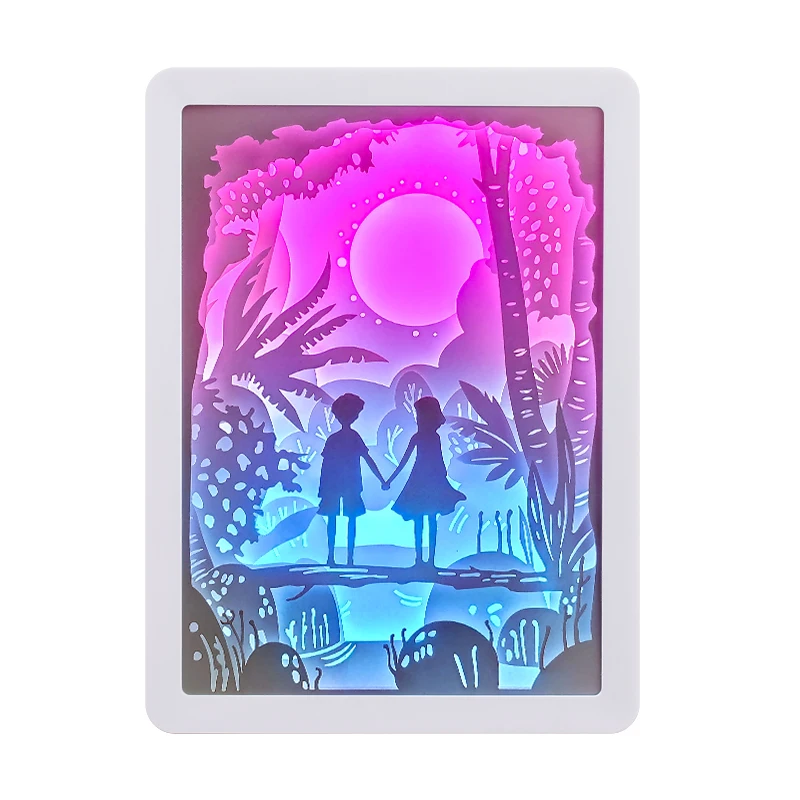 Valentines Day Gift LED Light Box Desk Lamp Paper Crafts Picture Frame Night Lights Home Decor Luxury Love Gift for Couple