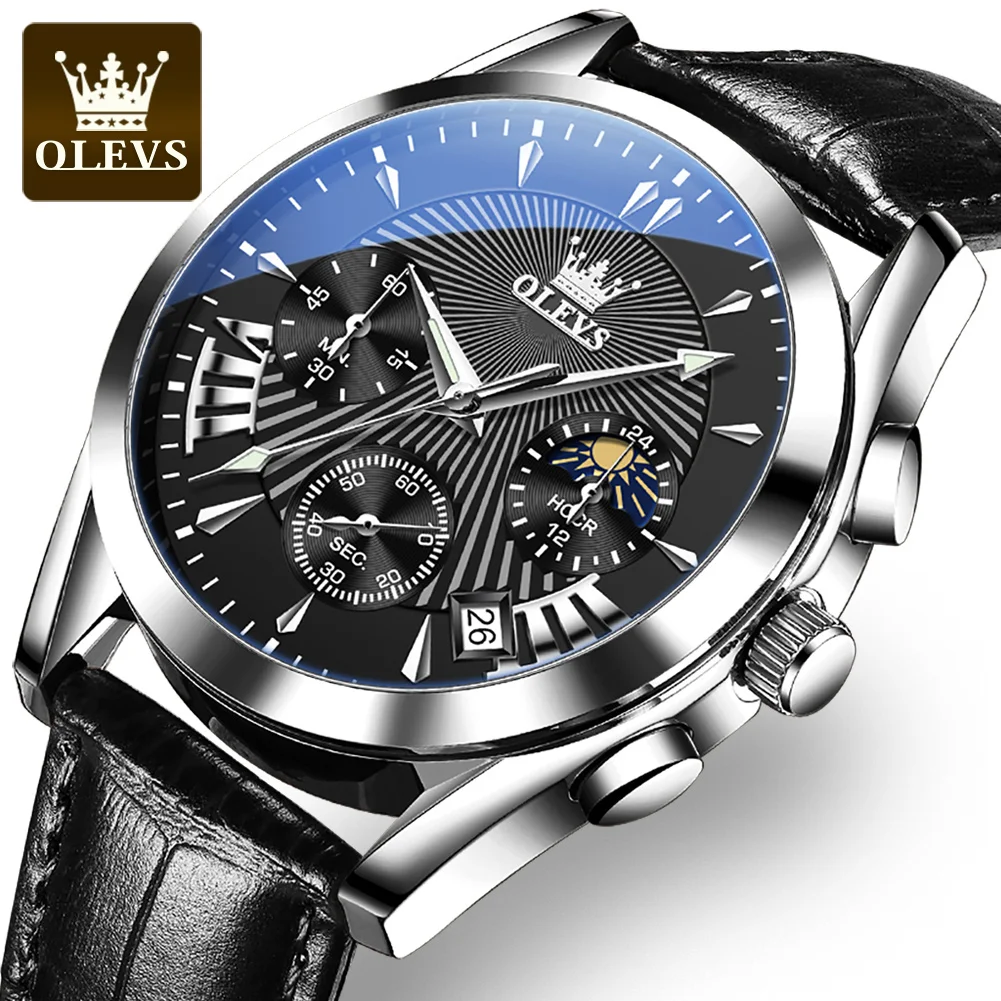 

OLEVS 2876 Fashion Men Quartz Watches Top Brand Luxury Leather Date Strap Male Men's Watch Sports oem WristWatches Luminous