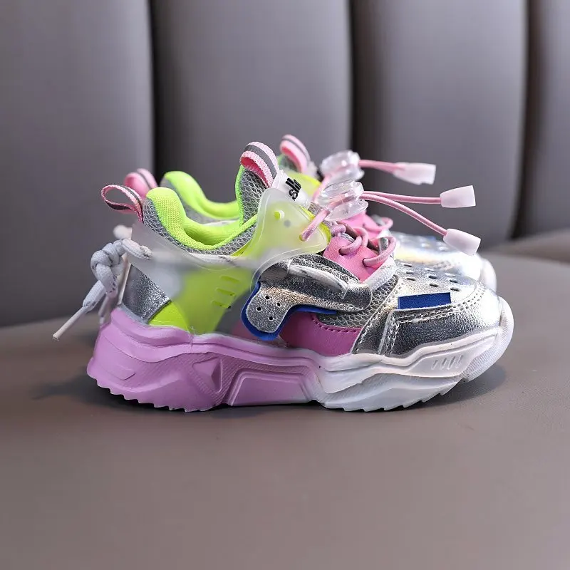 

Hot selling colorful spring fashion designers kids sports shoes, Black/orange/purple
