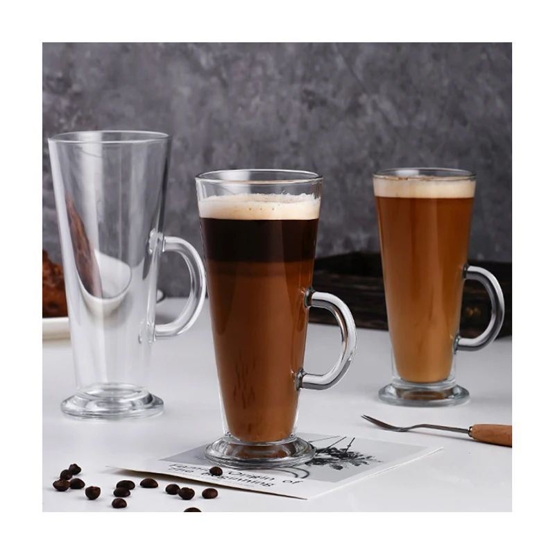 

Crystal Clear glass cup drinking water Juice ice cream Coffee 16Oz Handles Hot Beverages Espresso Big oversized glass cup tea
