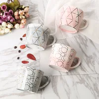 

creative Nordic modern marble ceramic gold breakfast couple milk coffee cup