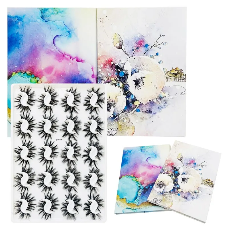

20 Pairs 3D Mink eyelashes Wholesale Natural Long Lash Book Fluffy Mink Eyelashes Thick EyeLash Extention Paper Boxes, Black