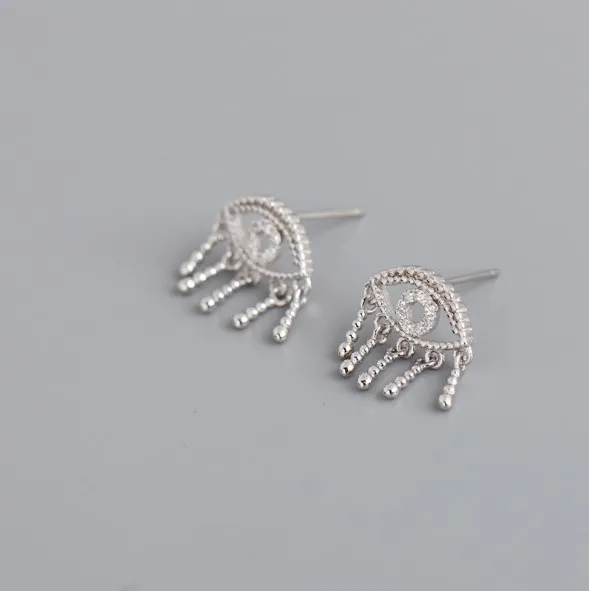 

High Quality Gold Plated Big Eyes Diamond Evil Eyes Sterling Silver Crystal Stud Earrings for Women