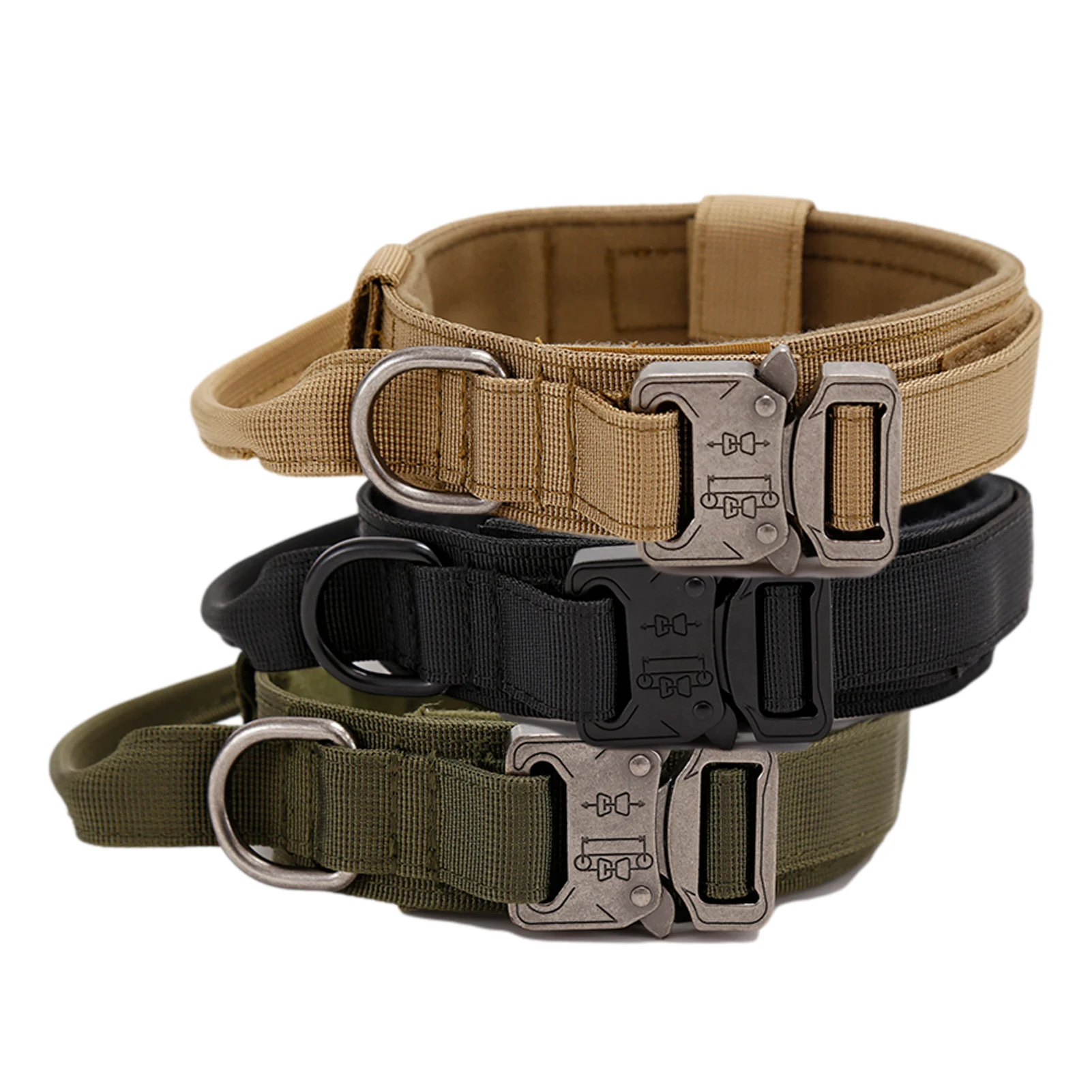 

High quality army training nylon tactical military adjustable pet dog collar with handle for large dog