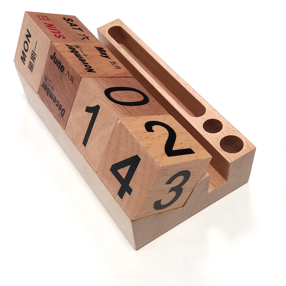 2021木制立方体桌面块日历用于家庭办公室装饰立方体桌面