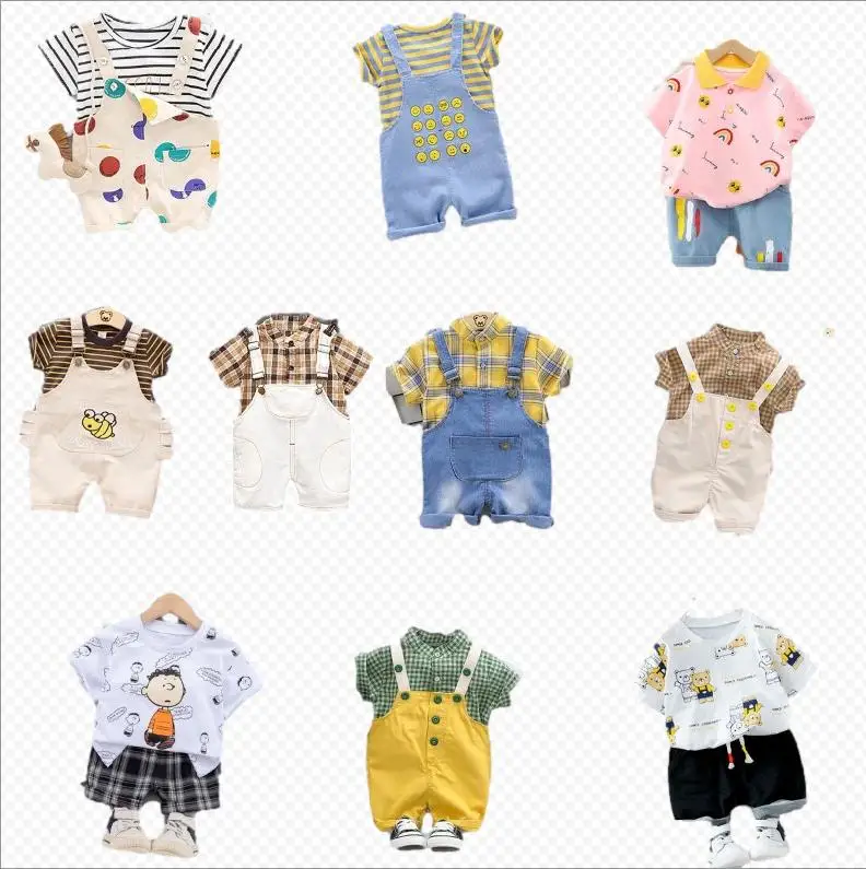 

Summer cotton best price cartoon leisure children's wear two sets of pure cotton men and women's shirts and trousers wholesale, Picture shows