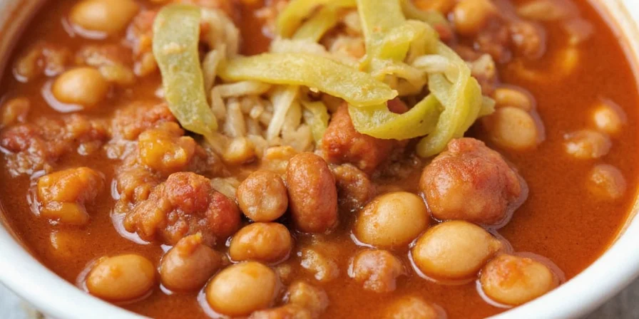 Sumac powder sprinkled over a bowl of white bean chili.