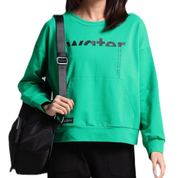 

Casual Plain O-Neck Letter Print Long Sleeve Sweatshirt High Quality Sport Women Hoodie
