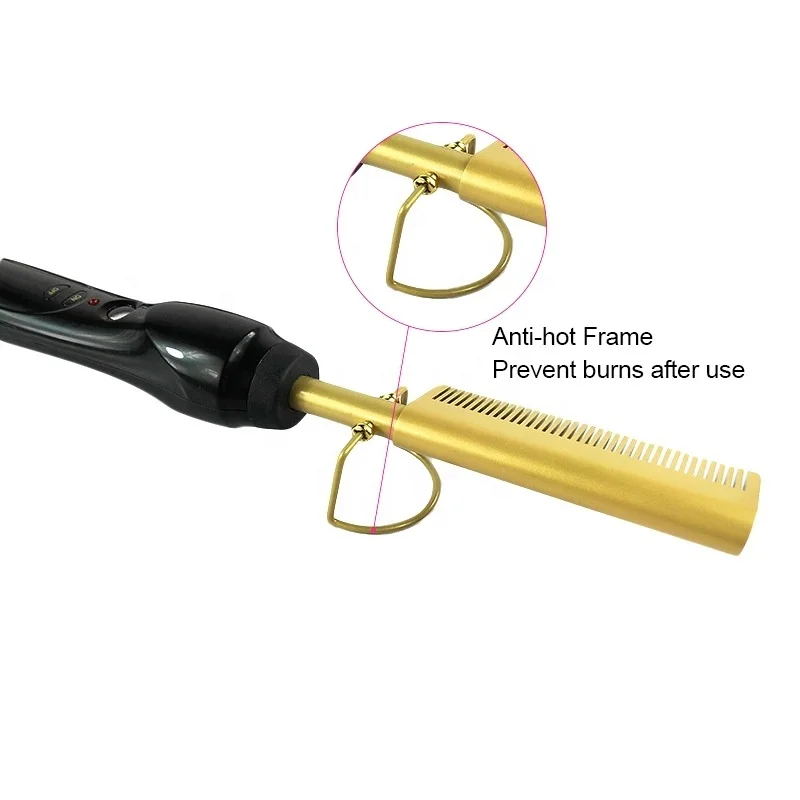 

Professional Particular Hot Comb Electric New Hair Straightening Copper Comb, Gold