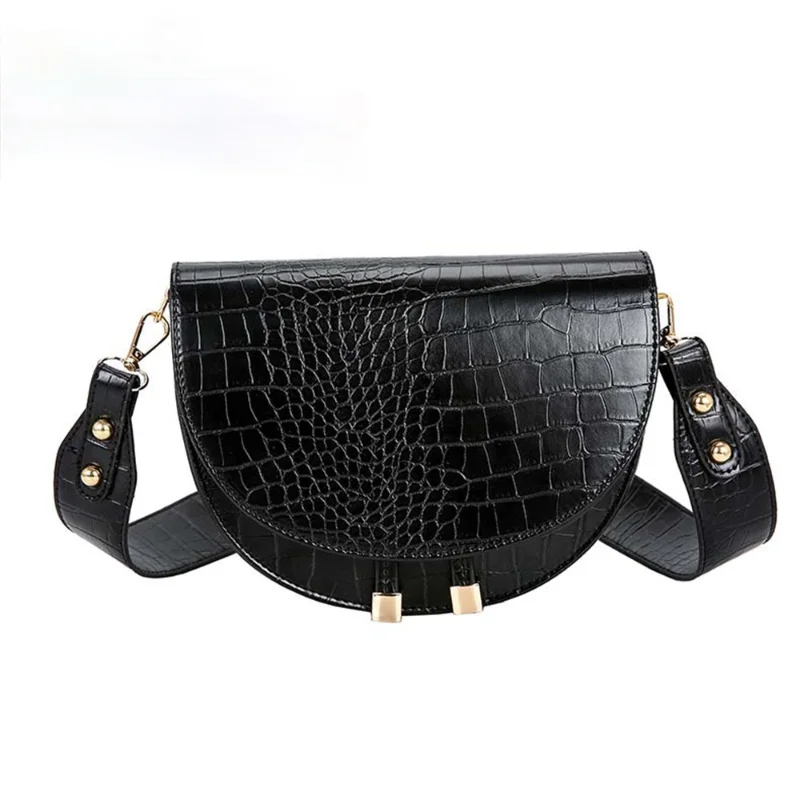 

Luxury Fashion Women Crossbody Bag Crocodile Semicircle Saddle Bags Soft Leather Shoulder Bags For Ladies Handbags Designer