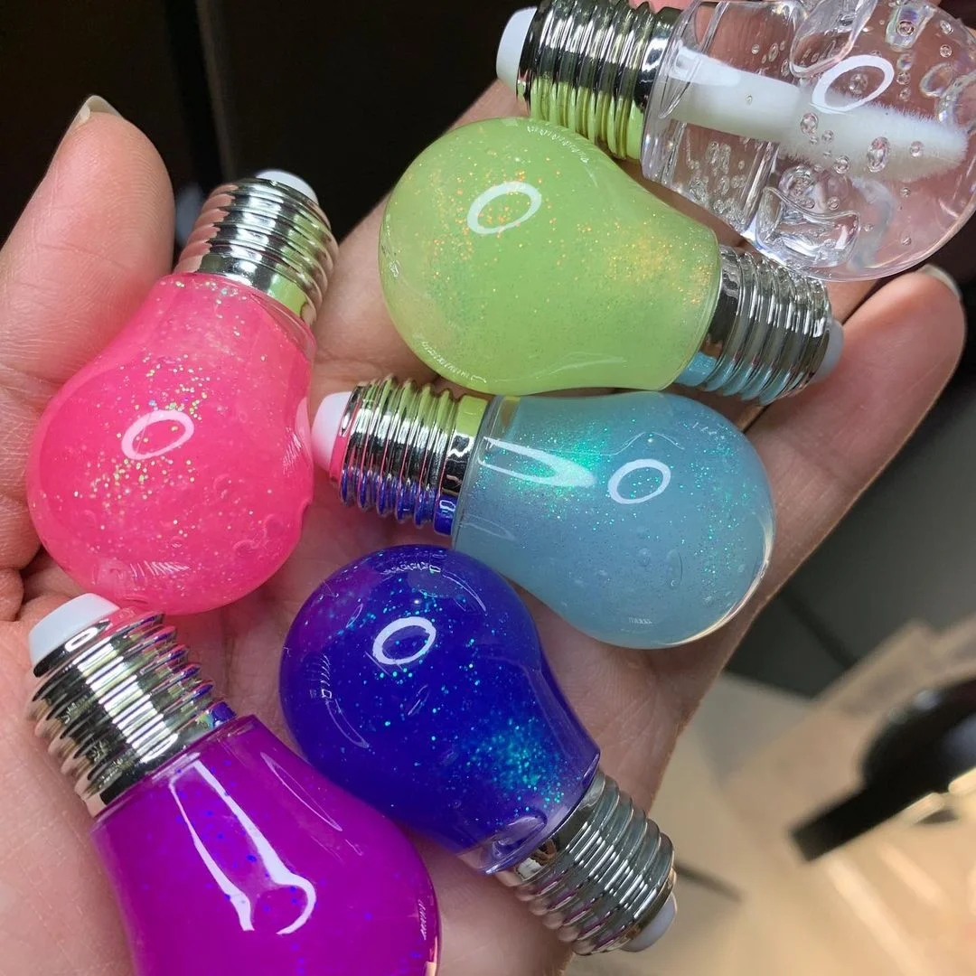 

Promotion Mini LipGloss Base Custom Wholesale Kids Gift Cute Vegan Glitter Bulk Natural Lightbulb Lip Gloss Kit