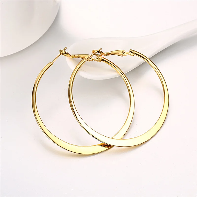 

Stainless steel simple Lightweight Comfortable Popular female Gold Big Hoop Earrings, Gold, silver