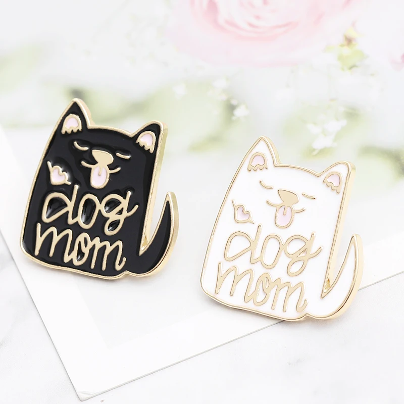 

Cute Drip Oil Cats And Dogs Brooches Women Engraved Letter dog mom cat lady Lapel Hard Enamel Pins