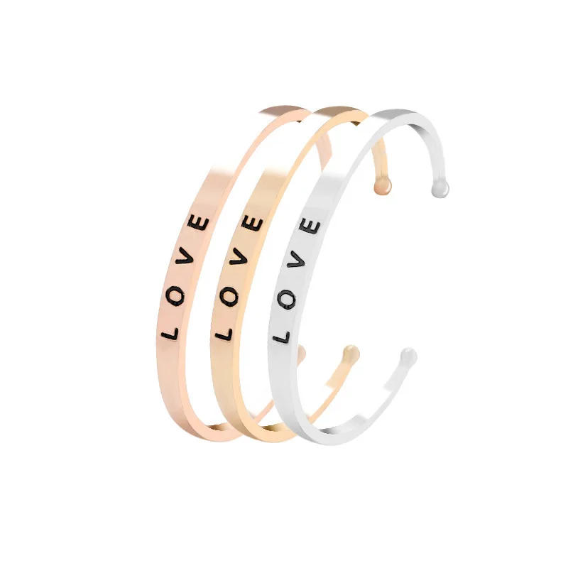 

Shangjie OEM Creative letters I LOVE YOU love all-match open bracelet heart bracelet lucky bracelet, Rose gold/sliver/gold