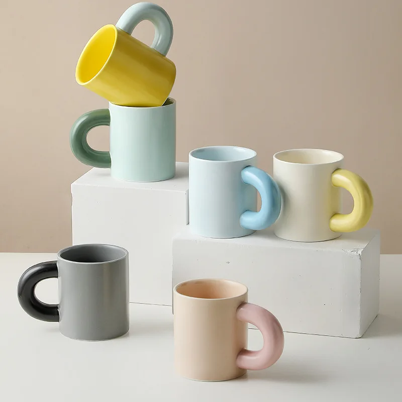 

HY Nordic ins personality ceramic mug style fat mug creative novelty cup saucer coffee simple style ceramic mug