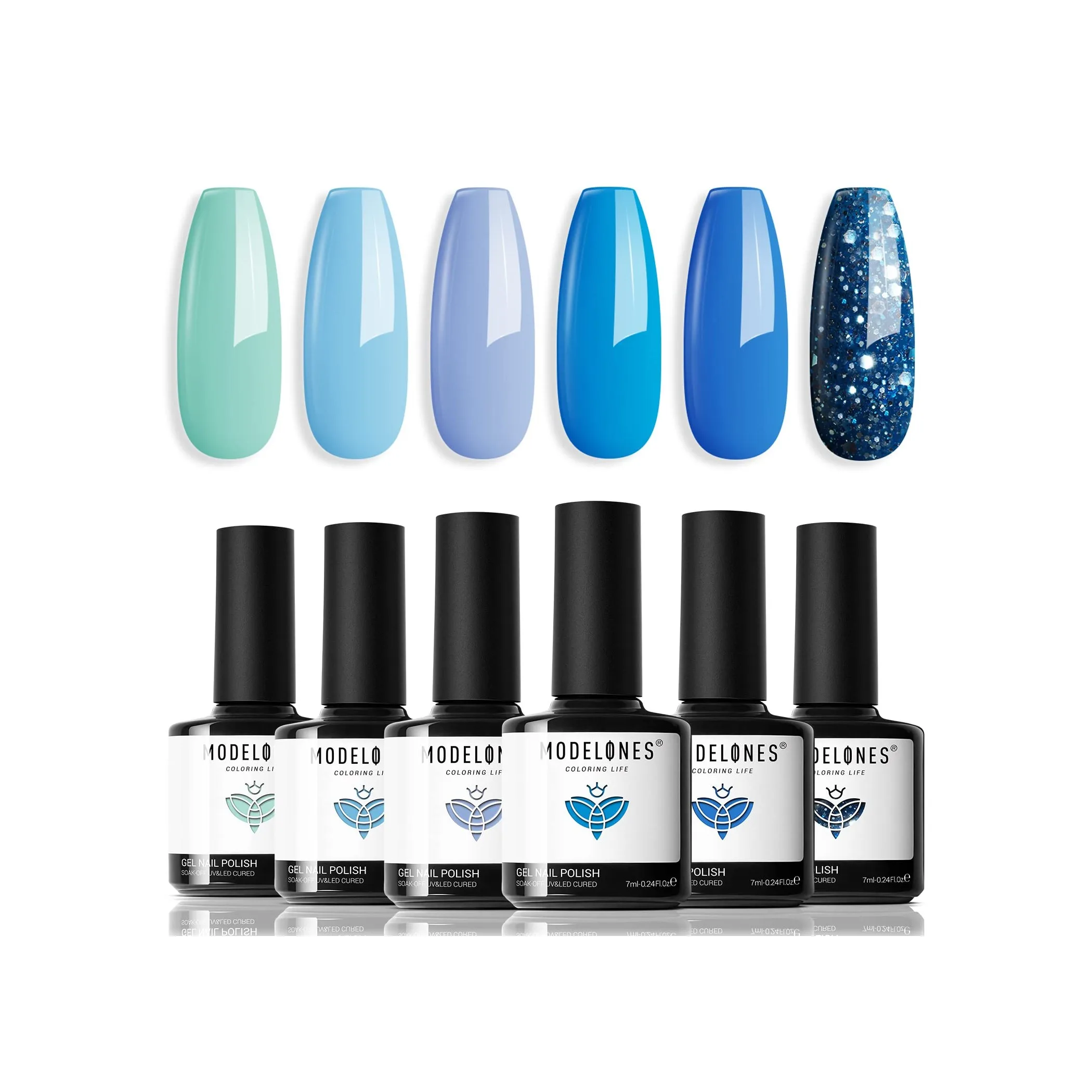 

Modelones free shipping professional logo color coated nail art 7ml bottle non toxic uv/led gel nail polish set