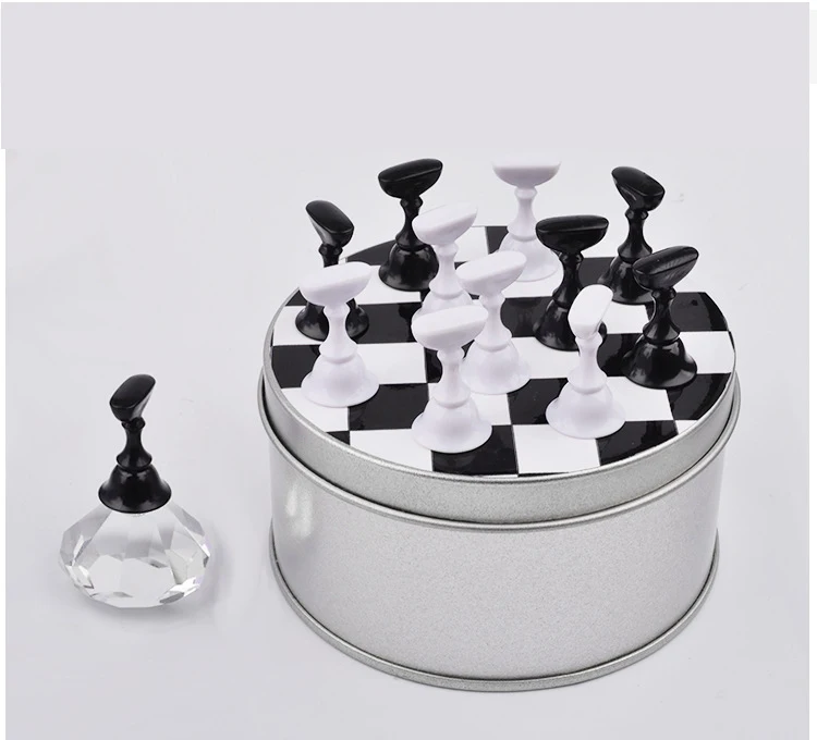 

Fast Shipping Chessboard Fingernail Practice Display Stand Set Crystal Nail Art Training Tips Holders, Colorful
