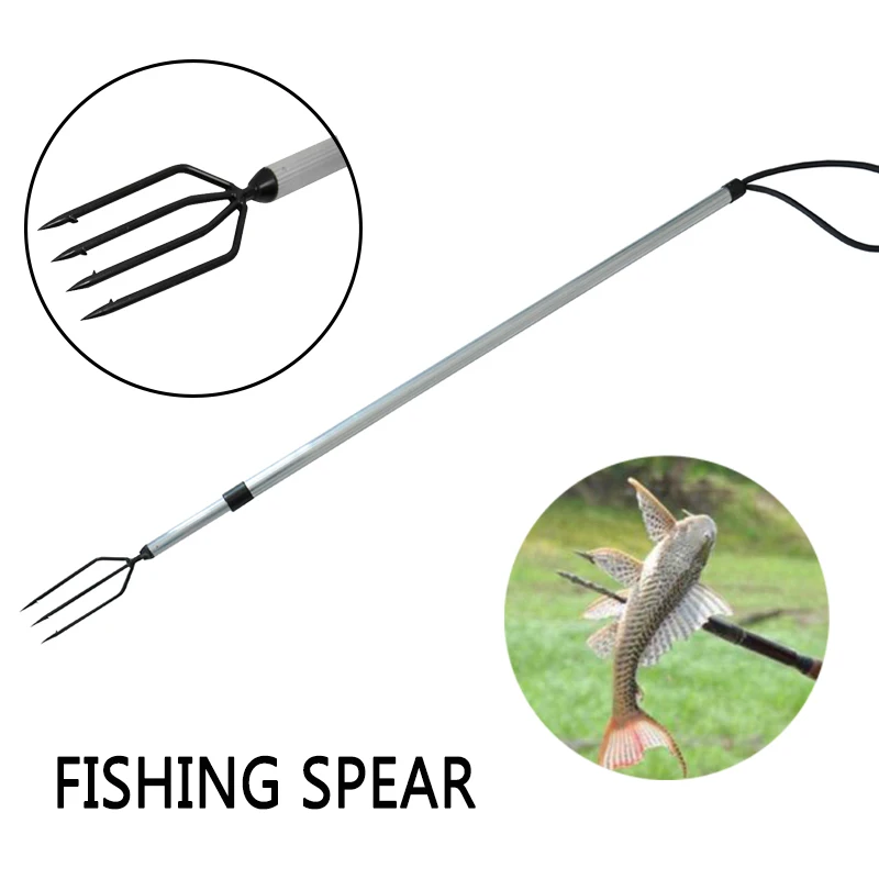 

In Stock fishing harpoon spear gun Durablesharp 2 section 4 Tine stainless Prong fishing fork Spear fishing Tool