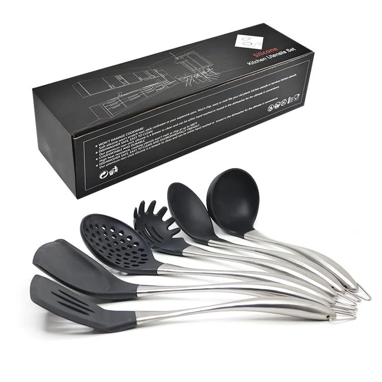 

2020 new kitchen tools heat-resistant stainless steel handle nylon silicone kitchen utensils for cooking