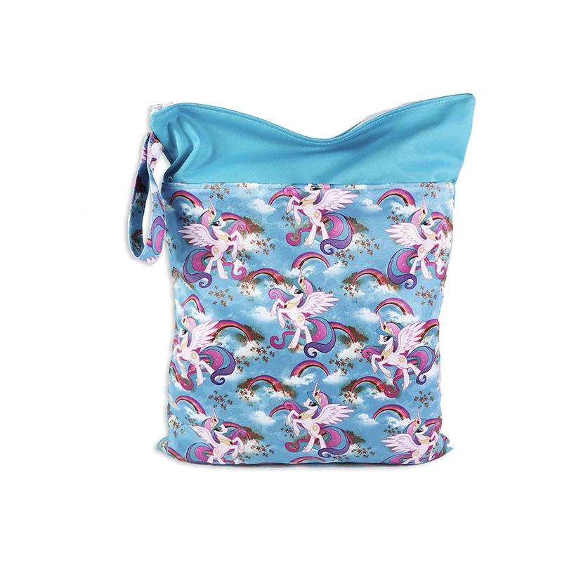 

Reusable Waterproof Cute Prints Baby Cloth Diaper Bag Wet Dry Bag Storage Travel Cloth Nappy Bag, Multicolored