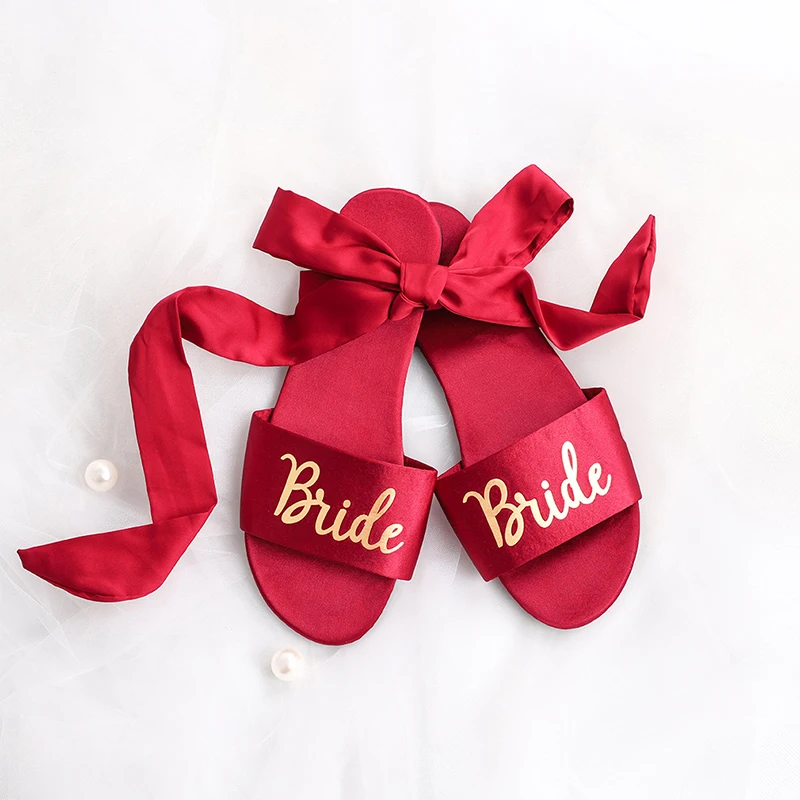 

Women's Wedding Shoes Faux Silk Satin Homewear Slippers Anti-skid Mute Bride Bridesmaid Shoes Indoor Female, Red,pink,blue,green