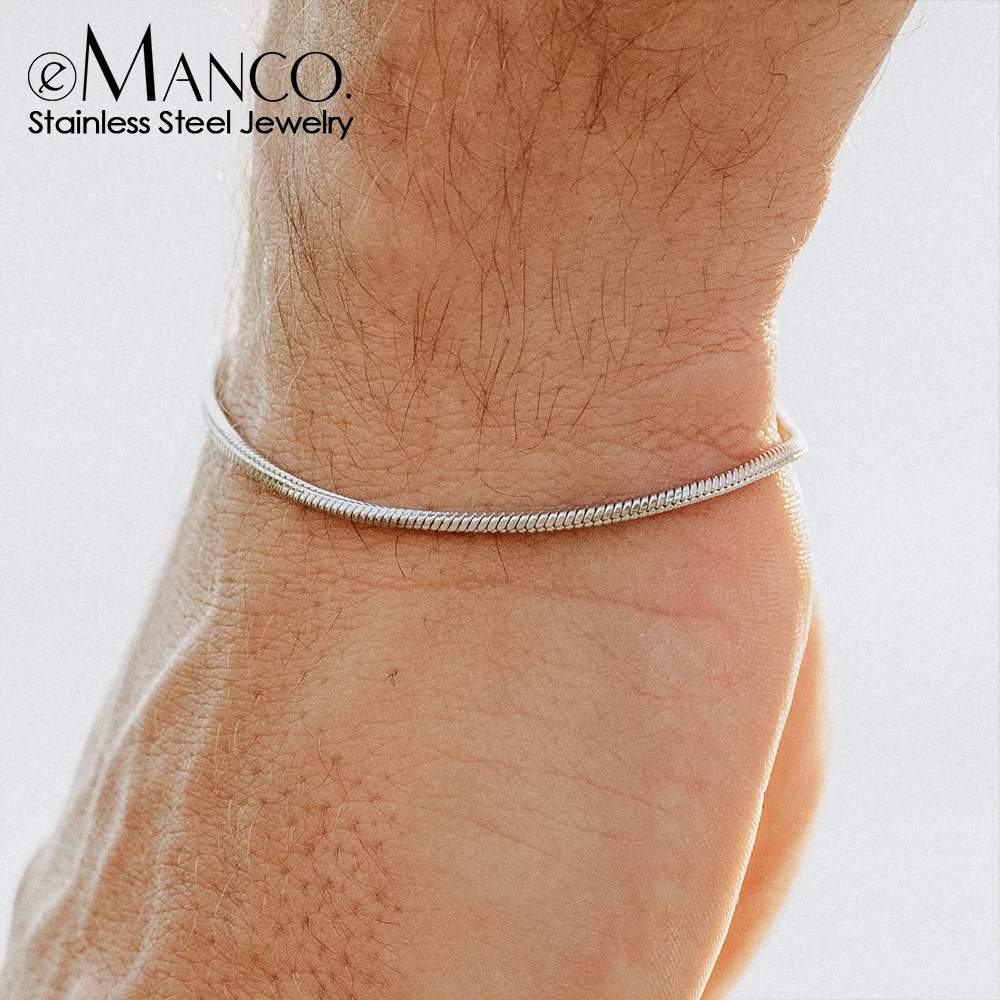 EManco 1.5MM Square Chain Bracelet Men's 316 Stainless Steel Bracelet Simple Simple New Jewelry Wholesale