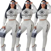 

fall winter women clothes long sleeves letter print two Piece Outfit 2 Piece clothing Set jogger sweatsuit white tracksuit